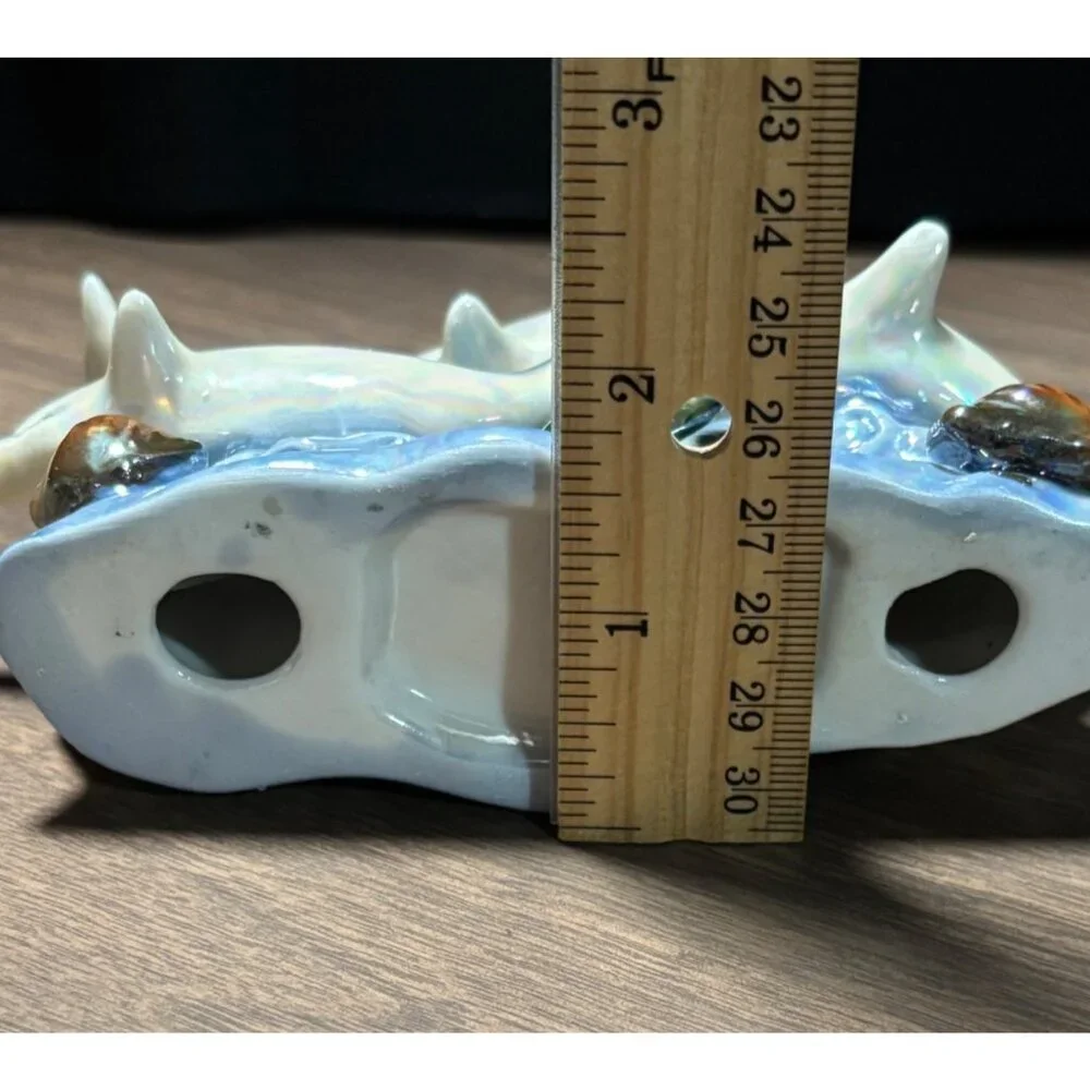 Porcelain Dolphin Figurine Ocean Waves Sculpture